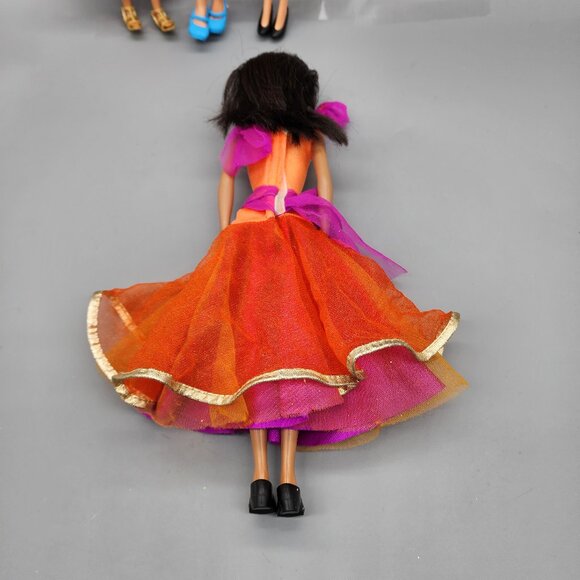 Mattel Barbie Dolls Lot of 4 Party Dresses 1999-2013 Rainbow Skirt Purple Orange - Picture 9 of 16